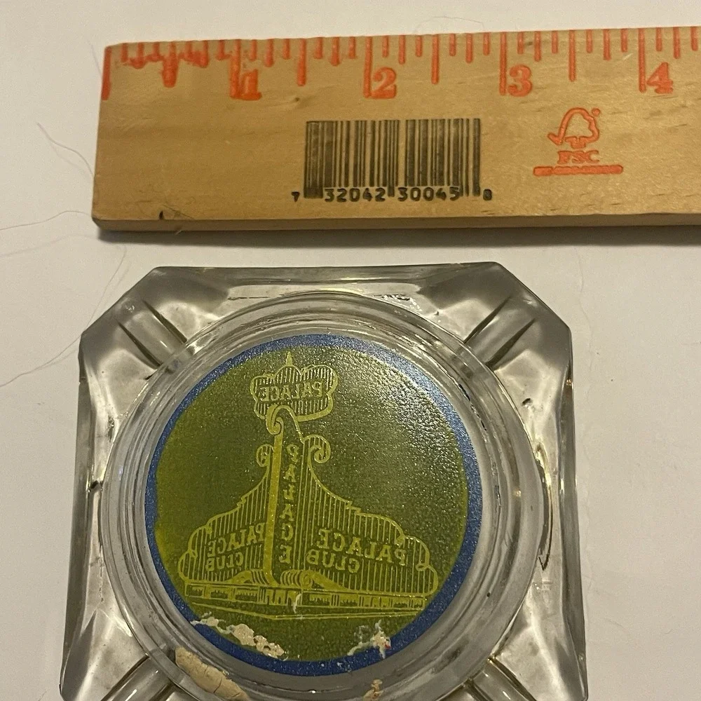Vintage Palace Club Ashtray Reno Nevada Gambling Tobacciana Blue Yellow